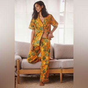 Printfresh x Anthropologie Herb Garden Pajama Set, Dark Yellow, size XS